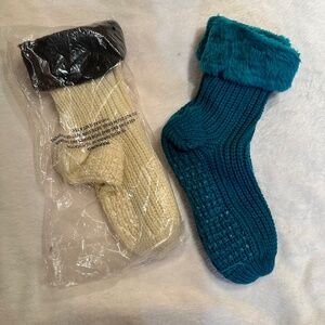 Cozy Comfort Socks with Faux Fur Trim - SET of 2
